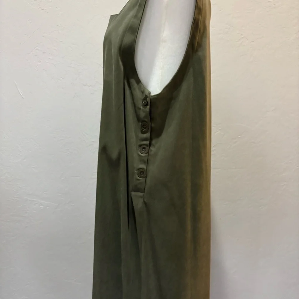 Decorated Originals Olive Green Sleeveless Midi Dress – Embroidered Hem LG - Picture 7 of 13